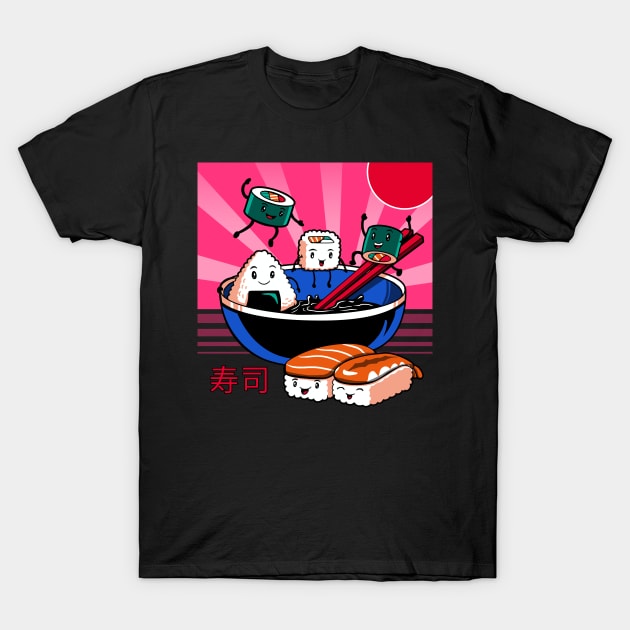 Sushi Retro Fun T-Shirt by Vincent Trinidad Art